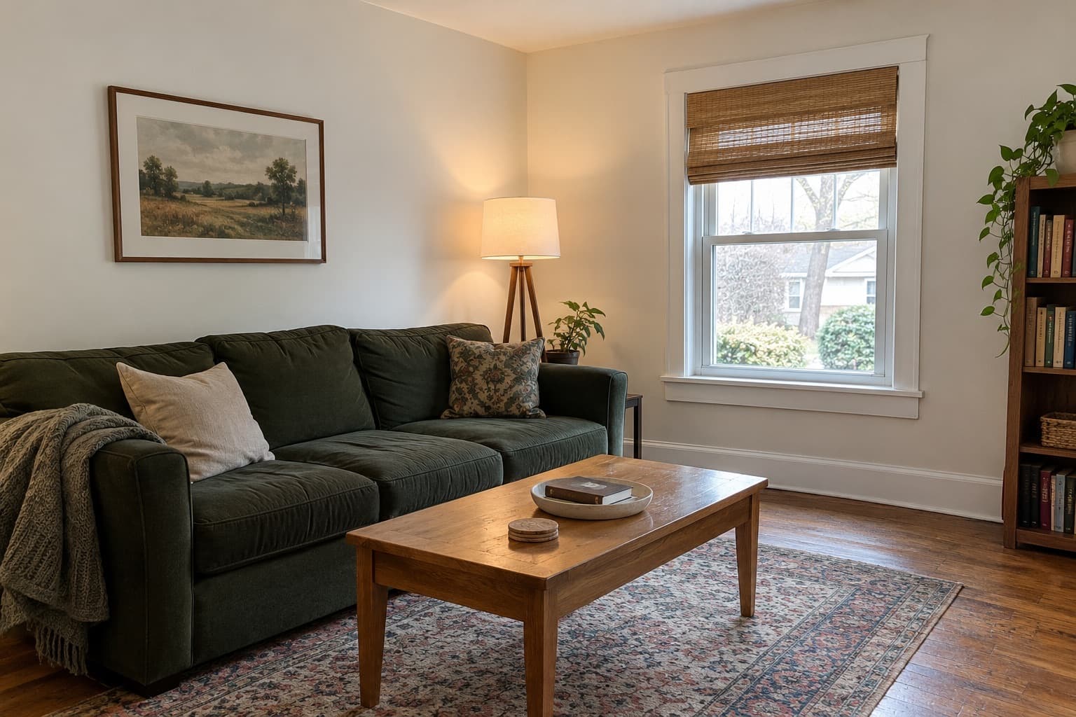 Clean, freshly painted living room with furniture back in place